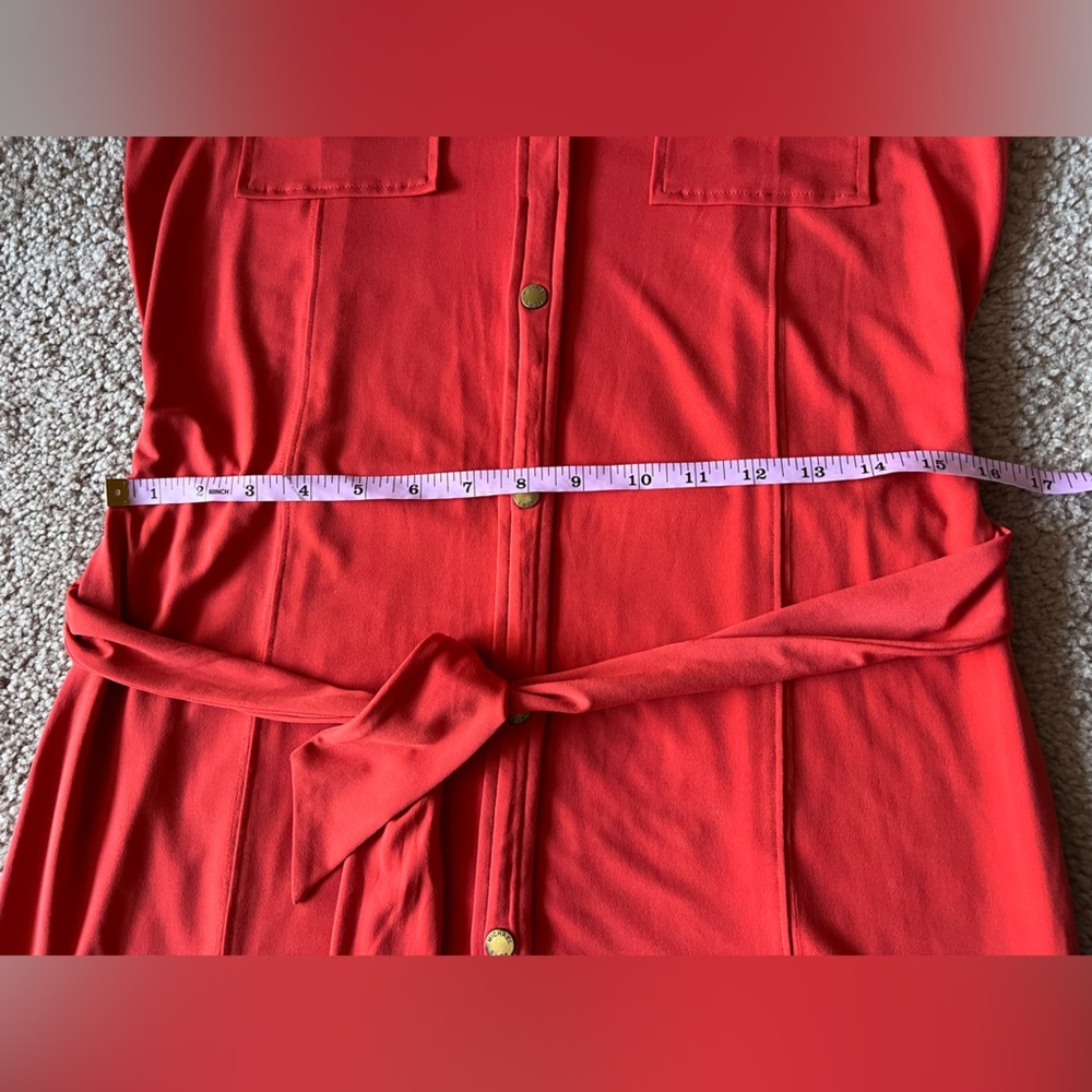 NWT Michael Kors Maxi Button Down Belted Sleeveless Shirt Dress Dark Persimmon M - Picture 5 of 10